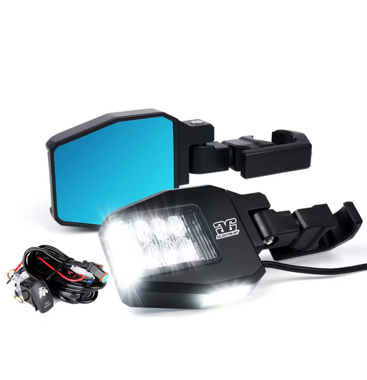 Off Road Side Mirror Pair With Sidewinder LED Pod Lights product photo